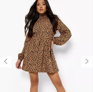 Boohoo petite leopard dress nwt size 2p